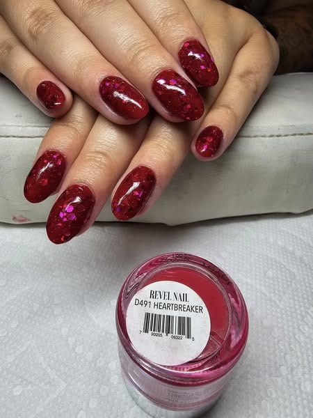 Dip Powder D491 Heartbreaker Red Glitter Dip Powder