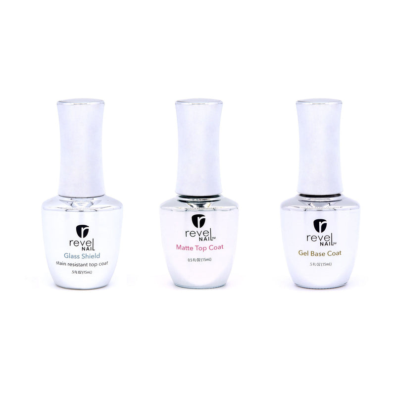 Gel Polish UV Gel Polish Liquid Bundle | Glass Shield Top Coat + Matte Top Coat + Gel Base Coat