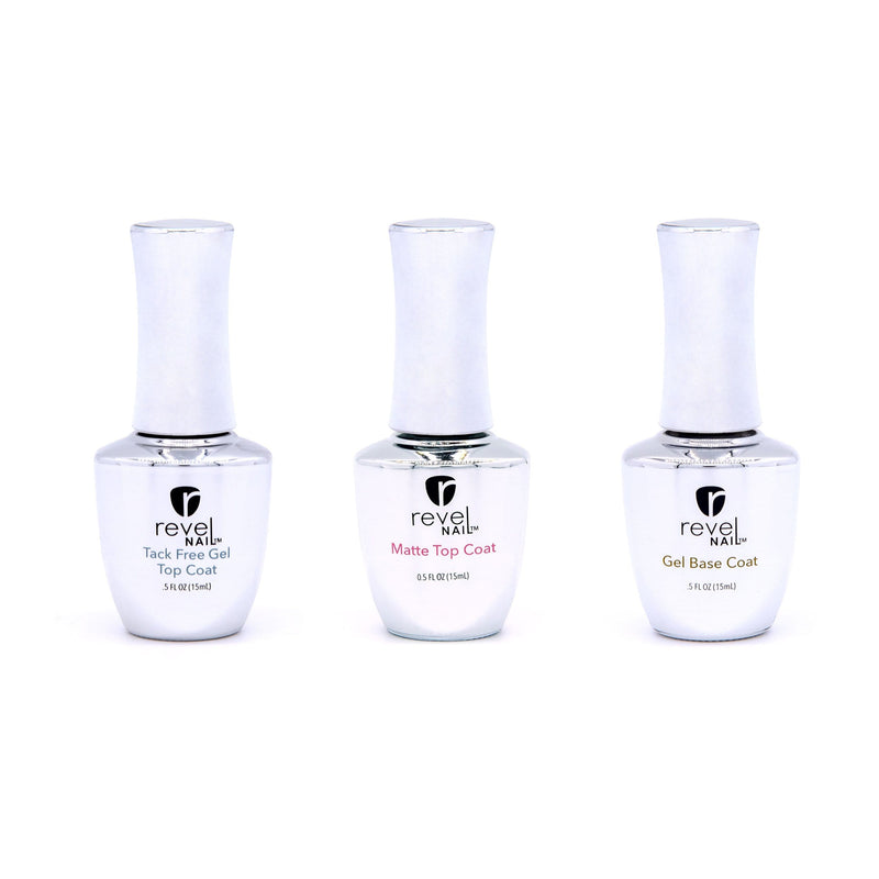 Gel Polish UV Gel Polish Liquid Bundle | Tack Free Top Coat + Matte Top Coat + Gel Base Coat